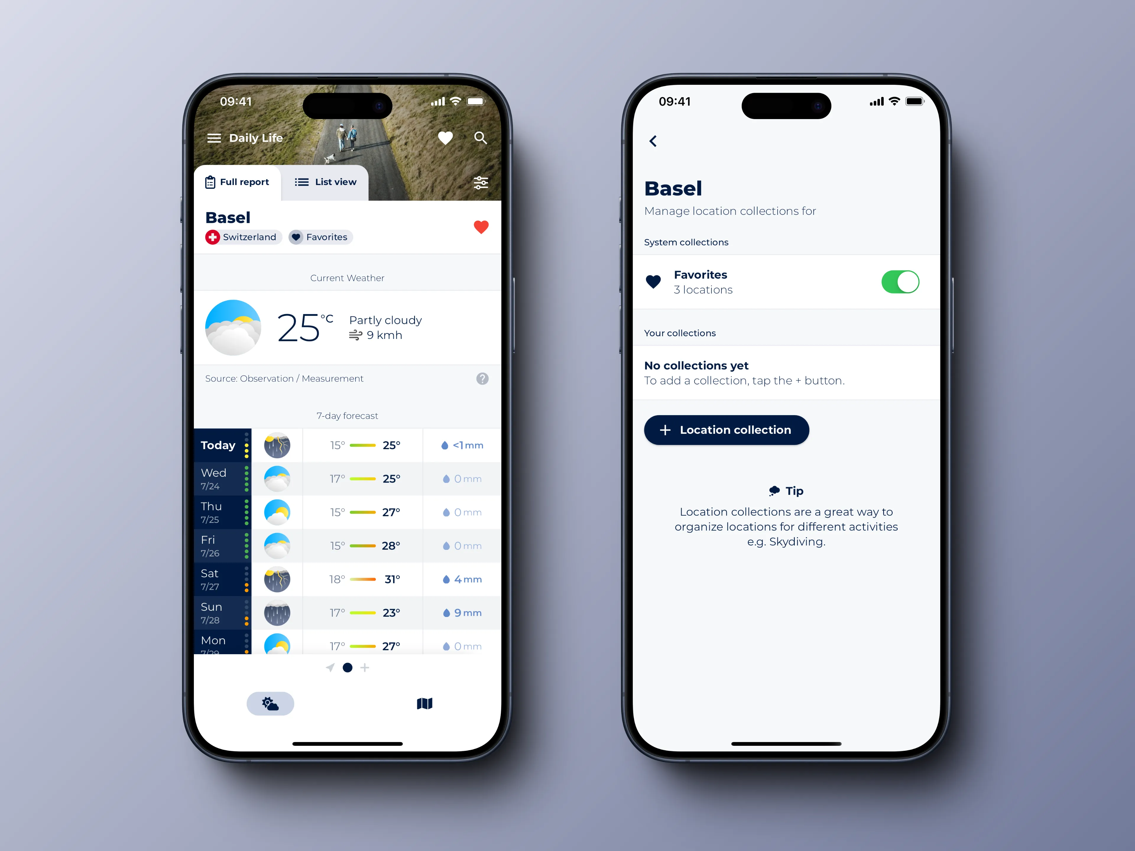 It is now possible to manage a location anywhere there is a heart button.
