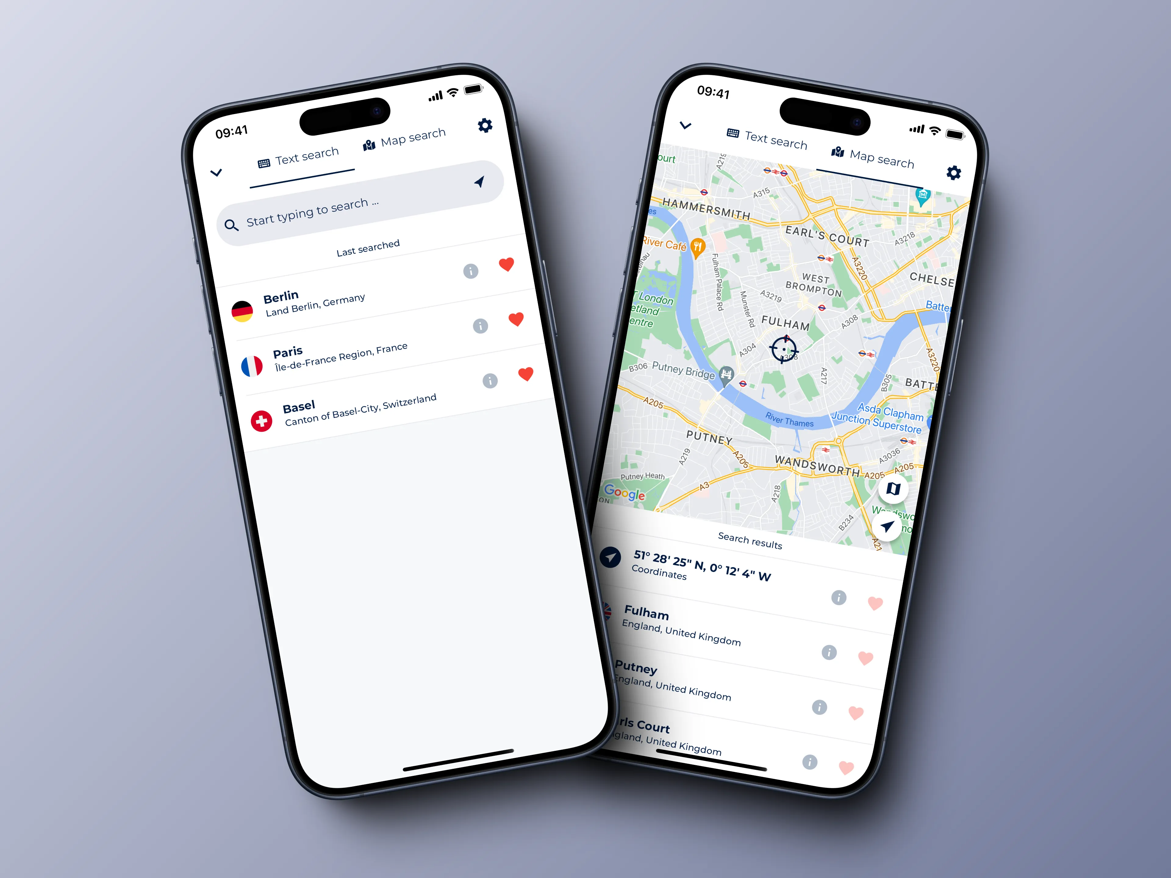 Location text and map searches are now tabbed.