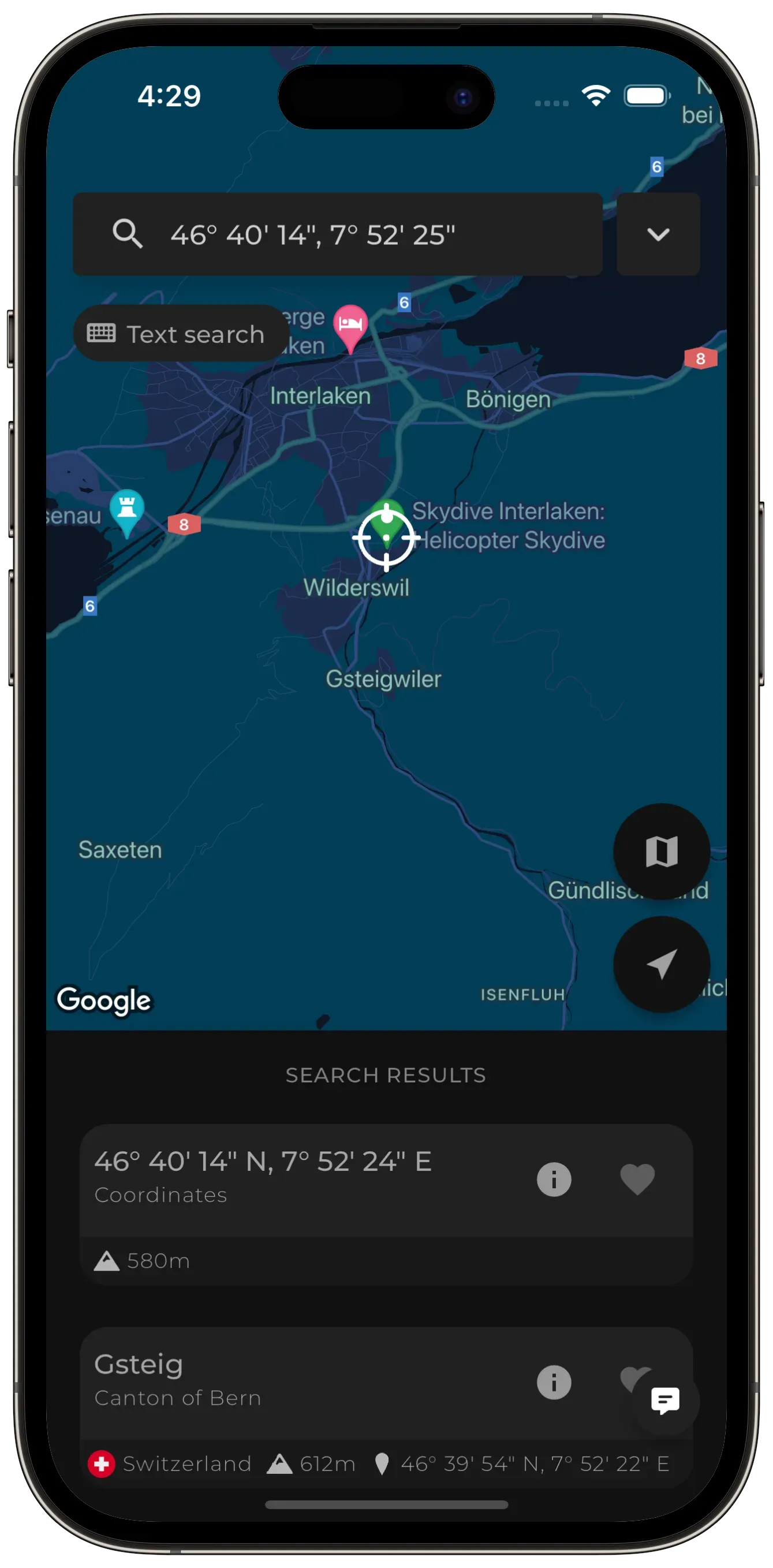 Dark Mode in Map Search