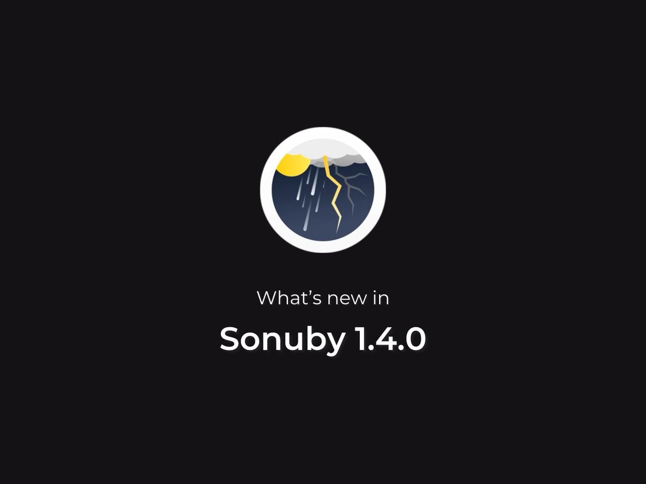 A promotional image for Sonuby Weather 1.4.0 update.
