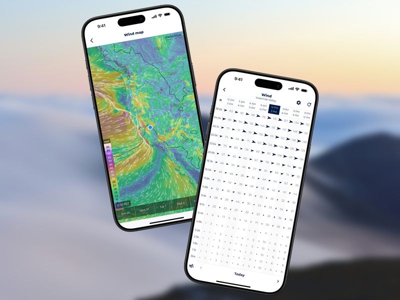 Two screenshots showing Sonuby's wind aloft chart and map.